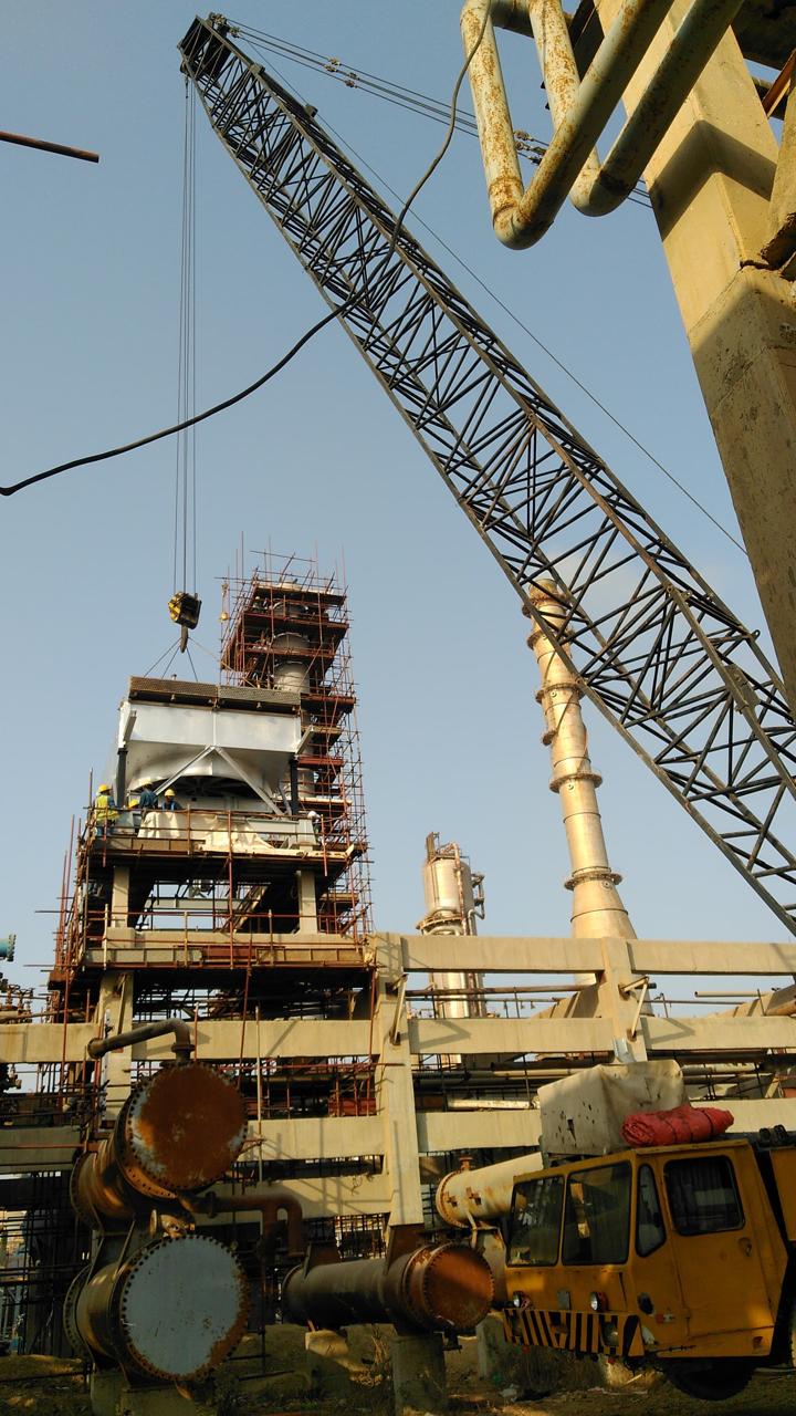 Equipment and lifting machinery staged in the MEEC yard